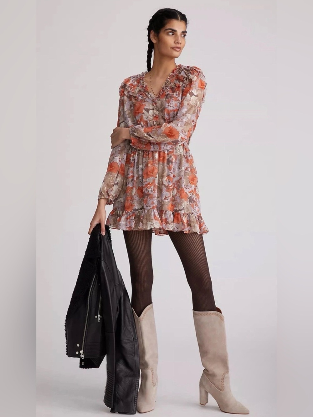 Anthropologie Current Air NWT Ruffle Layered Mini Dress size XL - Picture 4 of 6